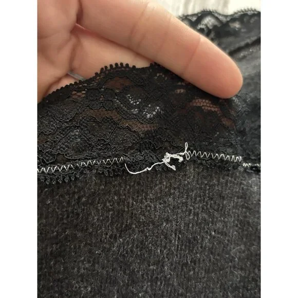 Y2k Dark Grey XS American Eagle Lace Tank  Cami Long Layering Shelf Bra - Picture 8 of 10